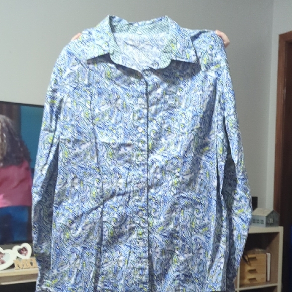 Cinch Blue and Green Button Down Shirt - Picture 1 of 1